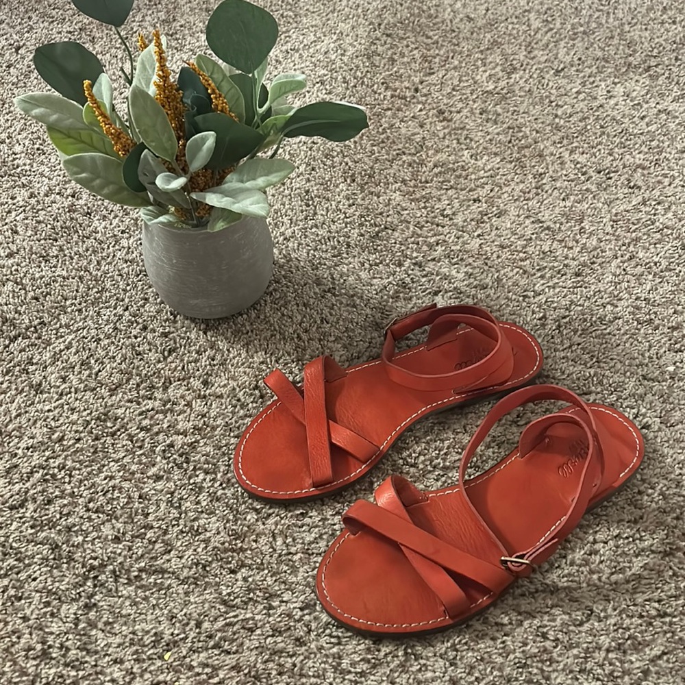 Madewell Red Leather Sandals